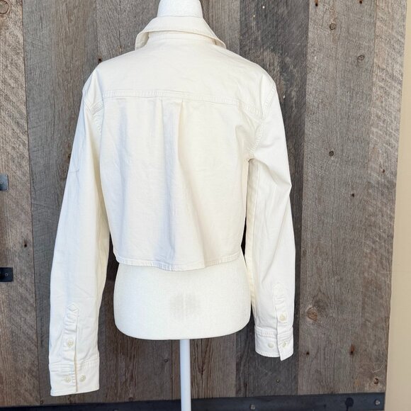 Boxy Shirt Crop Button Up Long Sleeve Top - Picture 4 of 8